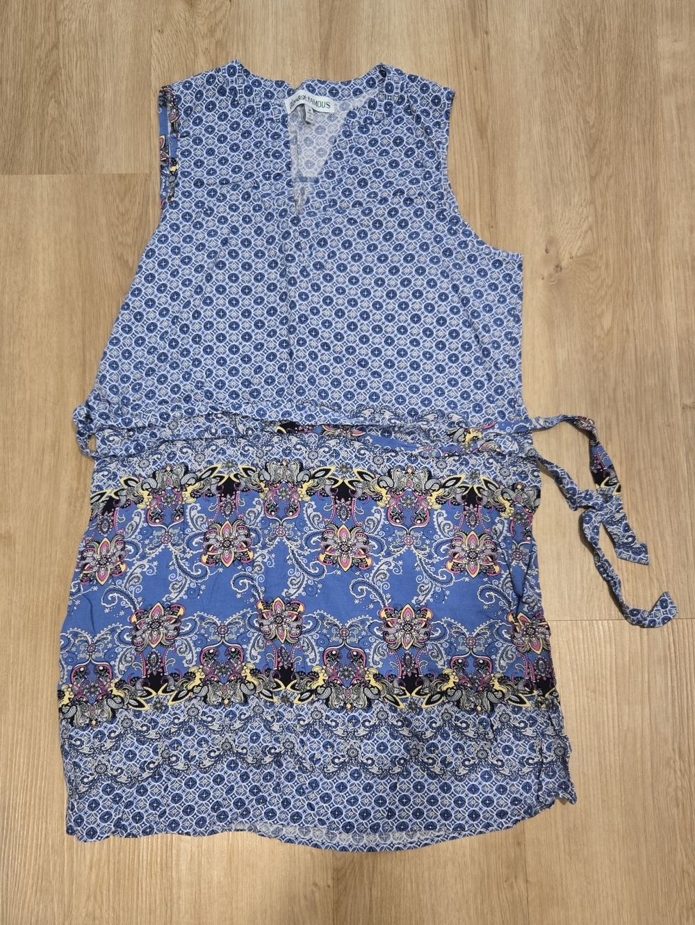 Almost Famous Blue Floral Print Sleeveless Mini Dress